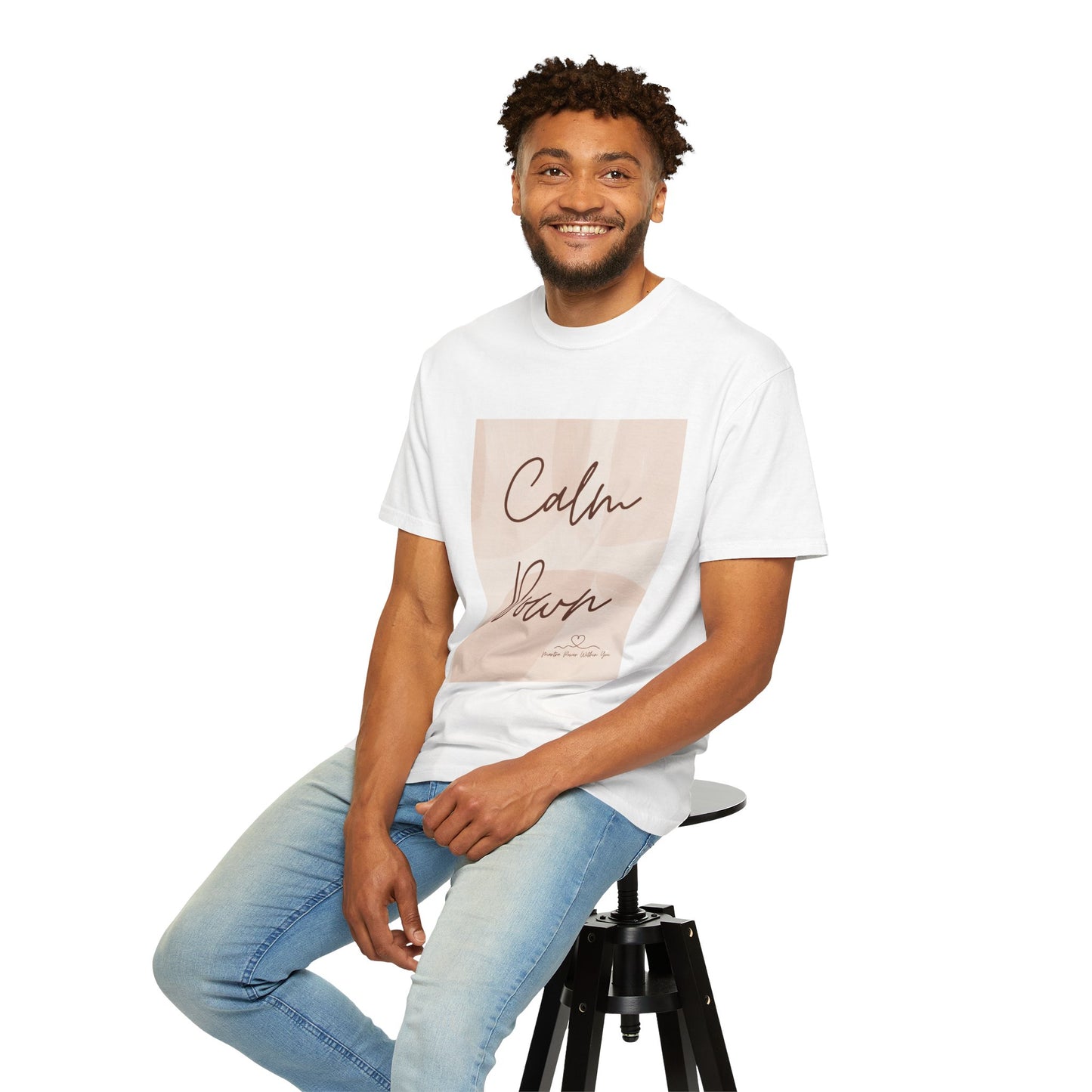 'Calm Down' Unisex Garment-Dyed T-shirt - Relaxed Fit Tee for Self-Care and Mindfulness