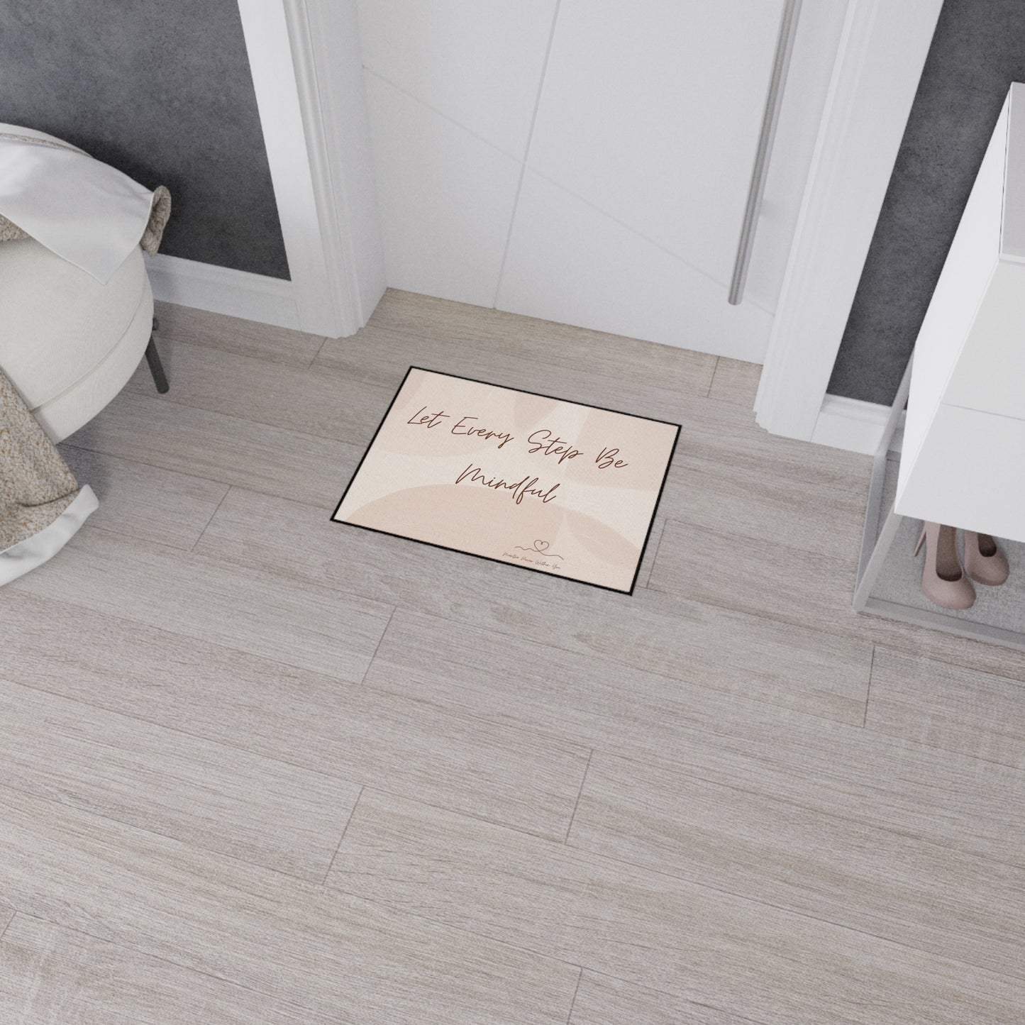 'Let Every Step Be Mindful' - Step Heavy Duty Floor Mat - Inspirational Home Decor