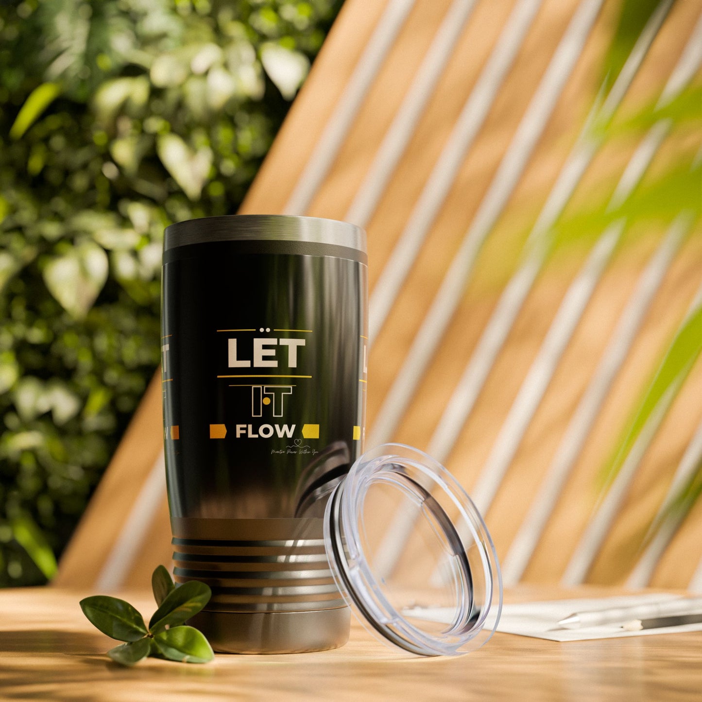 20oz Motivational Black Tumbler | LËT IT FLOW | Great for Office, Gym, Gifts, Travel, and Daily Use