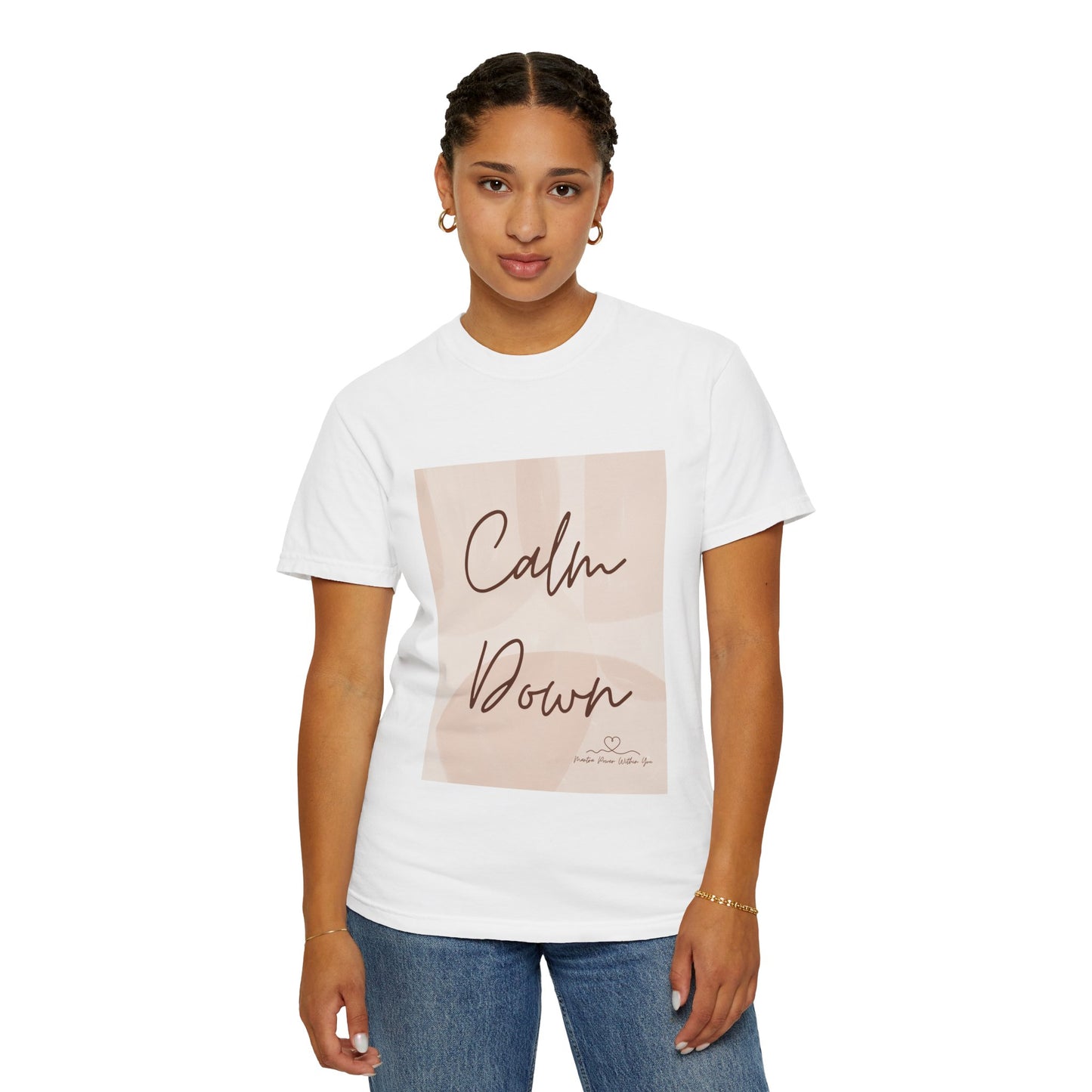 'Calm Down' Unisex Garment-Dyed T-shirt - Relaxed Fit Tee for Self-Care and Mindfulness