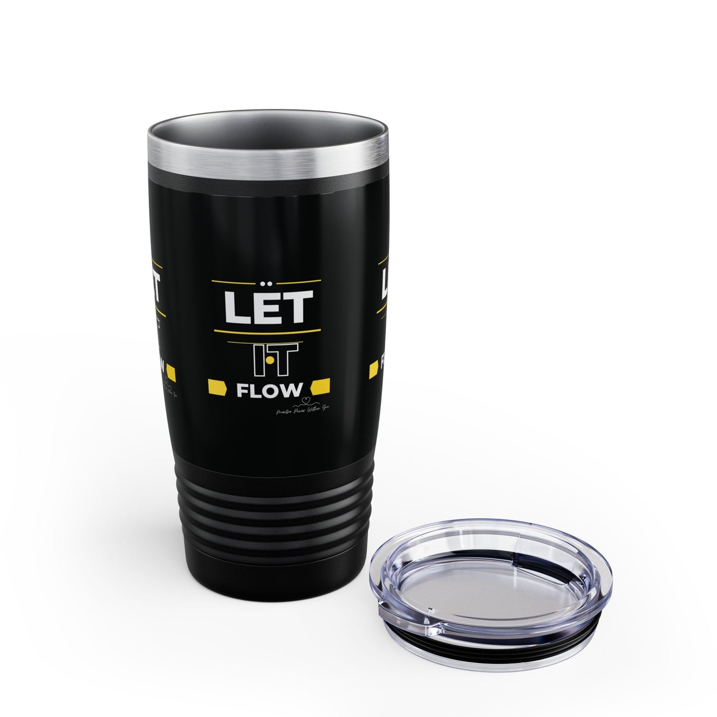 20oz Motivational Black Tumbler | LËT IT FLOW | Great for Office, Gym, Gifts, Travel, and Daily Use