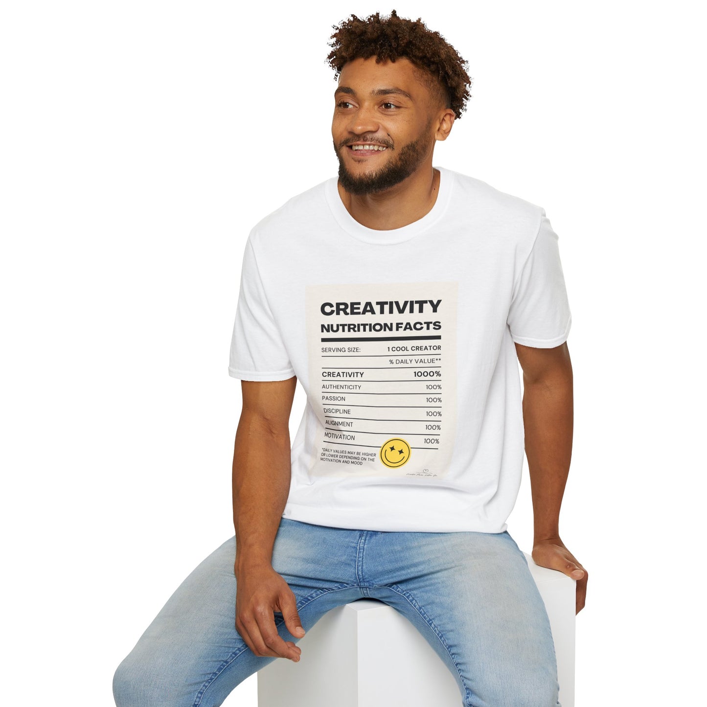 Creative Nutrition Facts T-Shirt, Inspirational Tee for Creatives, Motivation Shirt, Gift for Artists, Unisex Softstyle Tee