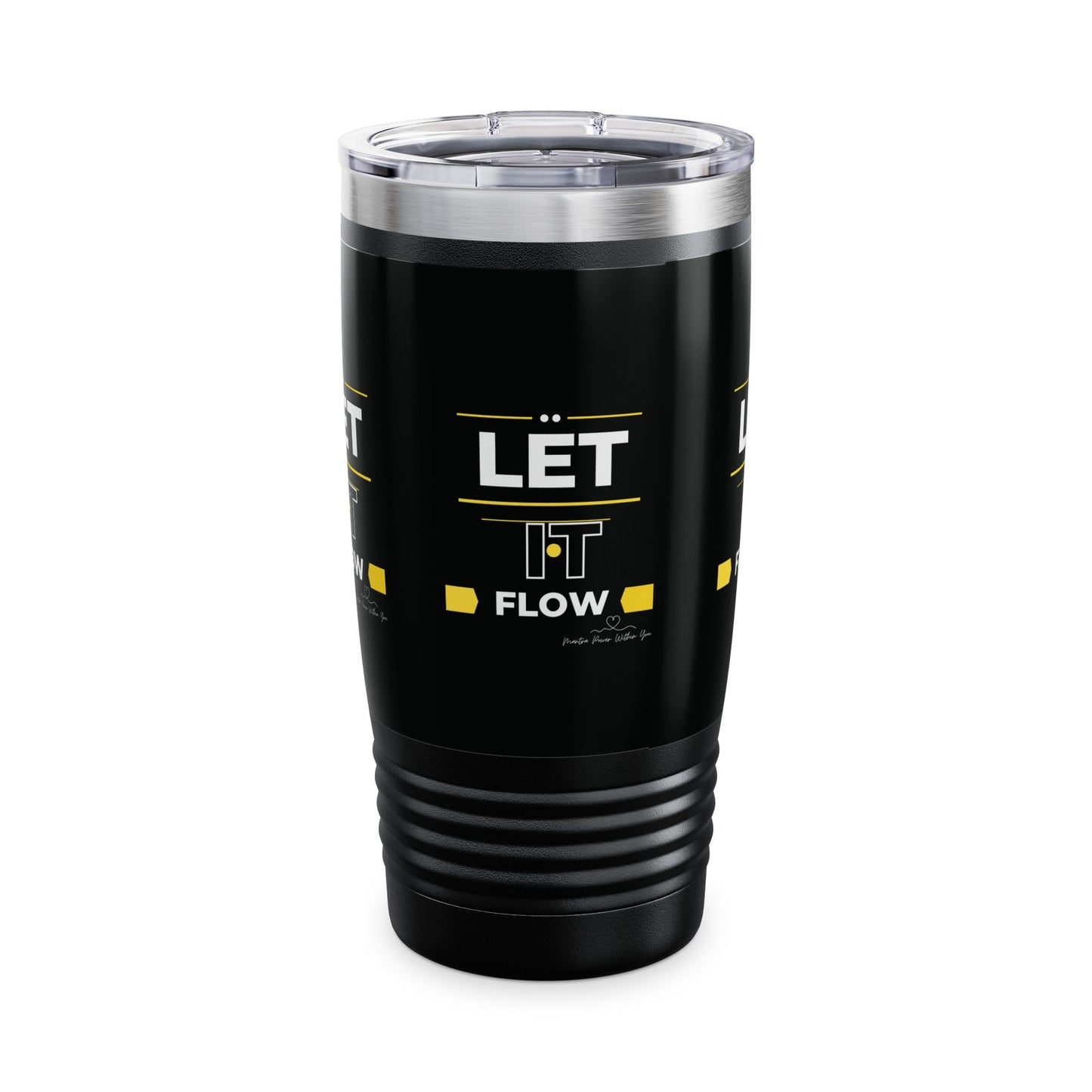 20oz Motivational Black Tumbler | LËT IT FLOW | Great for Office, Gym, Gifts, Travel, and Daily Use