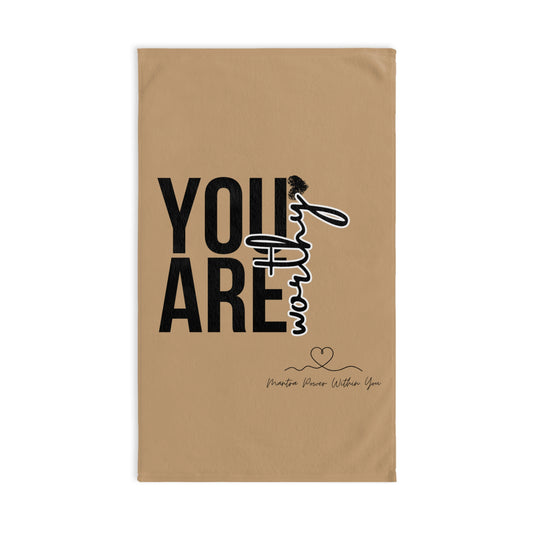 Motivational Hand Towel - 'You Are Worthy' Inspirational Gift for Home Decor, Kitchen, Self-Care, Housewarming, Positive Affirmation