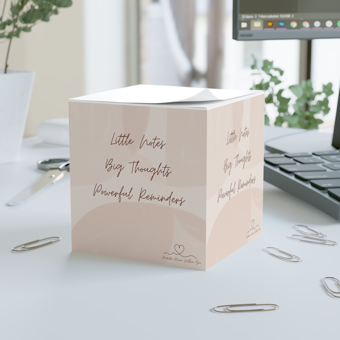 'Little Notes, Big Thoughts' - Inspirational Note Cube